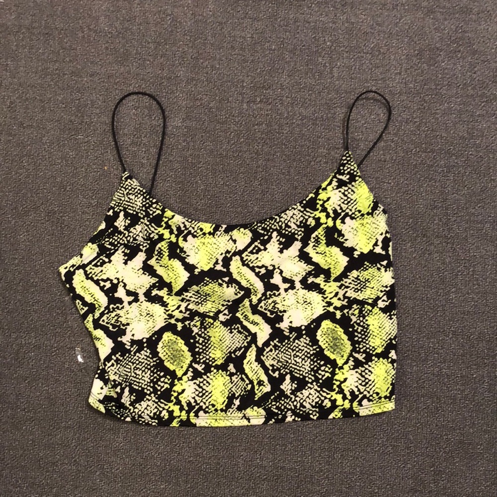 Neon snake print crop top